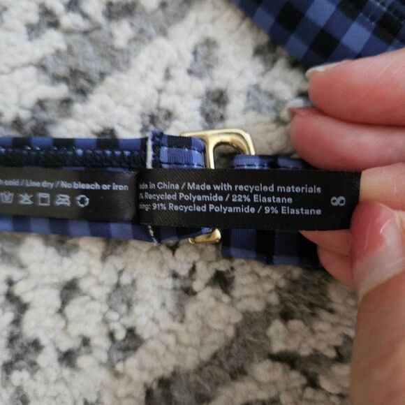 Summersalt Blue and Black Checkered High Waisted Swim Bottoms and Triangle Top S - Picture 4 of 4